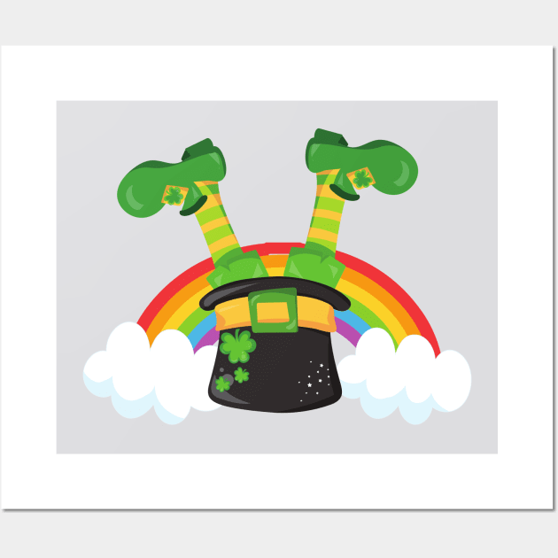 Saint Patrick's Day, Leprechaun Hat, Rainbow Wall Art by Jelena Dunčević